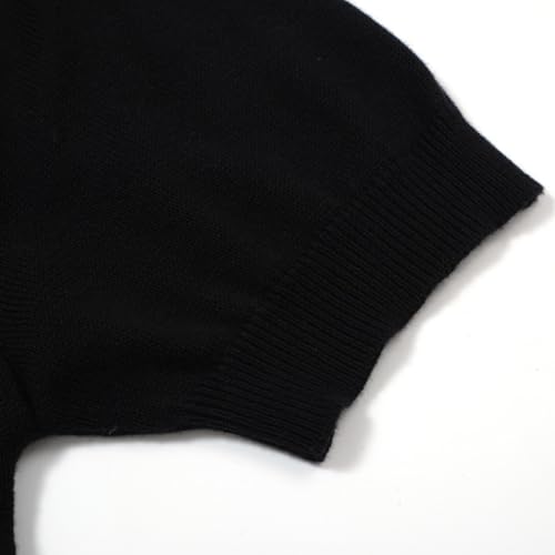 OXKnit Women's 1960s Retro Black Short Sleeve T-Shirts, Lightning Sleeve Crewneck Casual Knitted Tops4