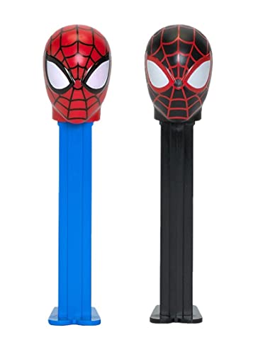 Pez Spiderman Candy Dispenser Set - Miles Morales and Spider Man Pez Dispensers With 2 Candy Refills | Marvel Party Favors, Spiderman Party Favor, Grab Bags, Spider-Man Candy, Marvel Party Supplies, Marvel Pez
