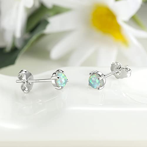 3mm/4mm/6mm Hypoallergenic 925 Sterling Silver Post Stud Earrings for Womens Teens Girls Second Hole Earrings for Women Opal Turquoise Moonstone Stud Earrings Jewelry Earrings for Sensitive Ears4