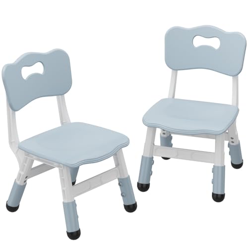 Image of 2-Pack Children Plastic Chairs with 3-Level Height Adjustment, Indoor & Outdoor Seat for Kids Ages 2-8, Perfect for Home, Daycare, School & Family Activities