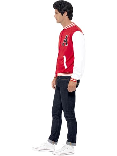 Smiffys 50s College Jock Letterman Jacket, Red, 1950's Rock'n'Rolla Fancy Dress, 1950s Dress Up Costumes, L - Size 42"-44" - Image 2