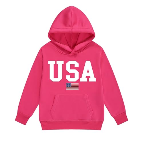 Image of Vivimeng Boys USA Sweatshirt Suit Kid USA Hoodie Set American Flag Sweater Girls American Hooded Pullover Suit
