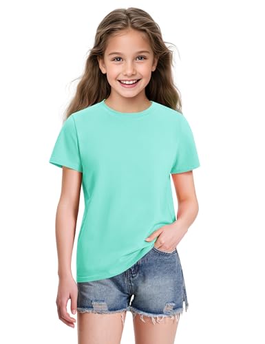 KEREDA 4 Pack Girls Short Sleeve Shirts Cotton T-Shirts Summer Basic Tees Tops Clothes for Kids - Image 3