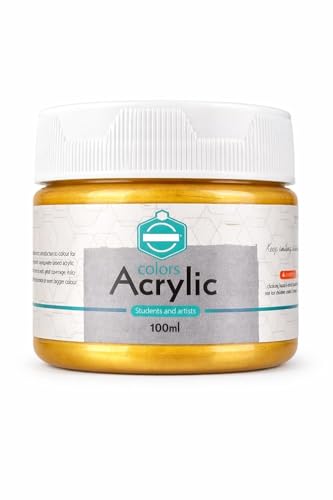 Image of Acrylic Paint 100ml for Artist & Craft Painting Colour Smooth Finish Art Paint Perfect for Canvas Wood - White & Golden - Pack of 2