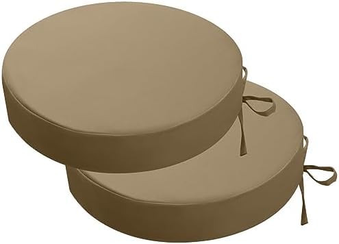 Soft Symphony Round Outdoor Bistro Chair Cushions Set of 2, Waterproof Patio Chair Cushions for Outdoor Furniture, Round Seat Chair Pads with Ties for Patio Garden Dining.FM_07