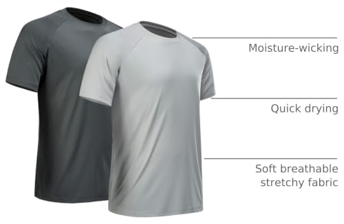 Image of Workout Shirts for Men Short Sleeve Quick Dry Gym T Shirt | Moisture Wicking, Lightweight, Breathable, Athletic, Active, Running, Casual, Multipack