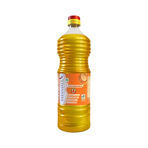 Patanjali Rice Bran Oil 1L/850g Bottle, Cold Pressed Cooking Oil Suitable for Cooking & Frying,...