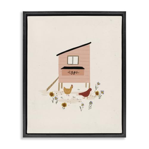 Pastel Hen House Chickens Farmhouse, 25 x 31 Inch Canvas in Floater Frame