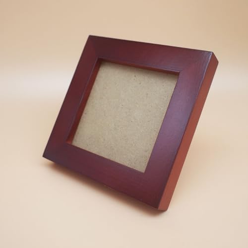 Image of 3x3 Picture Frame Solid Wood,Red. Table Top or Wall Mount Photo Frames with Plastic Glass for 3x3 Inches Pictures, Modern Home Office Decor