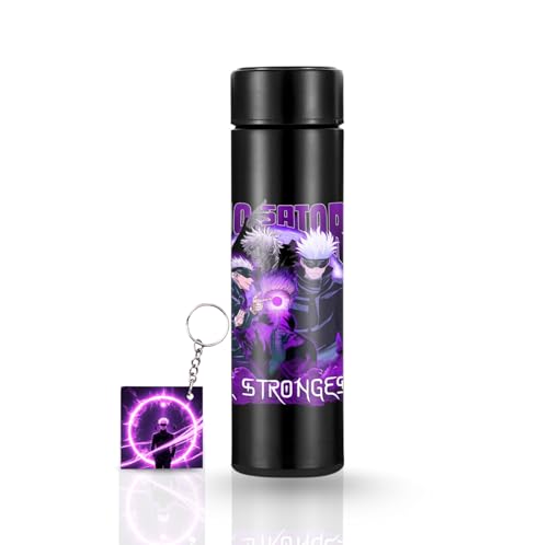 Image of Black Printed Stainless Steel Water Bottle 500ml |Theme Design | Thermos Flask for Hot & Cold Drinks | Leak Proof, Durable, Reusable Bottle for Office, School, Travel (Gojo The Strongest Design)