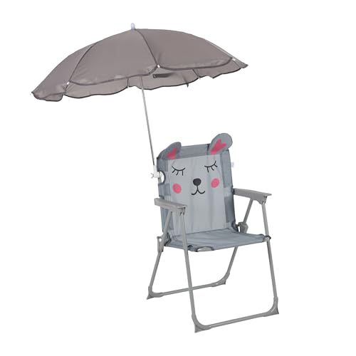 Relaxdays Kinder Klappstuhl Campingstuhl mit Sonnenschirm HBT: 51 5x36x37 5 cm Maus Picknickstuhl Outdoor bunt