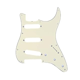 Musiclily Pro 11 trous SSS Strat Pickguard 62 Vintage Style pour American Stratocaster 62, 3 Plis Crème - Les Beatles, Paul McCartney, John Lennon, RIngo Starr, George Harrison