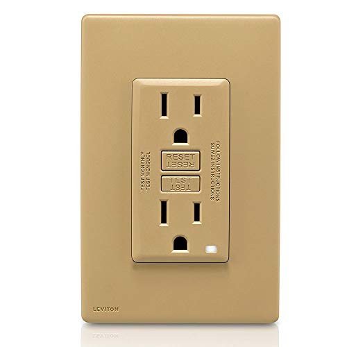 Image of Leviton RGF15-CA Renu Self Test Tamper Evident GFCI Socket 15 Amp Warm Caramel