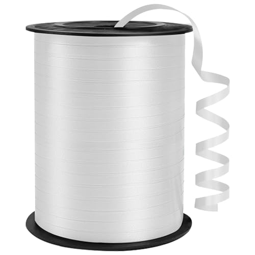White Curling Ribbon 1/5 Wide x 500 Yards Balloon String Perfect for Gift Wrapping Birthday Wedding Party Festival Decoration Balloon Ribbon String Florist Flowers Baby Shower