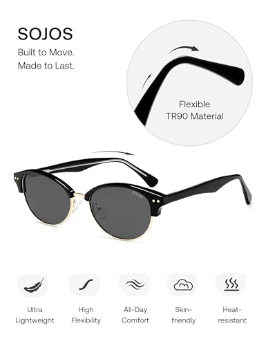 Image of SOJOS Trendy Oval Polarized Sunglasses for Women Retro Cute Shades Sunnies SJ2687