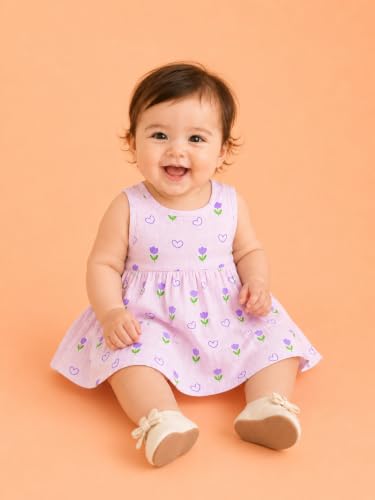 Image of Kidbea Bamboo Cotton Baby Girl Dress, Sleeveless Casual Wear Girls Frock