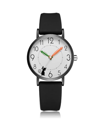 CIVO Montre-Femme Noir-Silicone Analogique-Quartz Montre-Bracelet-Femme - Minimaliste Montre...