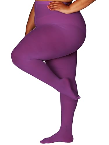 Image of HONENNA Queen Plus Size Tights Semi Opaque Control Top High Waist Stockings Nylons Pantyhose for Women 1X 2X 3X 4X 5X 6X