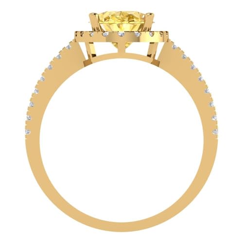 2.27 ct Oval Cut Natural Citrine 14k White Gold Halo Solitaire with Accents Wedding Engagement Bridal Promise Ring4