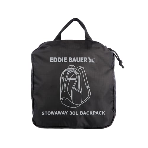 Image of Eddie Bauer Stowaway Packable Backpack | Travel | Outdoor | Lightweight | Foldable | Durable | Ripstop Polyester | 30L - Onyx Black