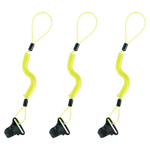 Image of MELOTOUGH Coiled Lanyard,Hard Hat Lanyard w /Clamp End,No Snag Design for Hard Hat,Tools,Small Valuables,Load Cap 2lbs,3Pcs