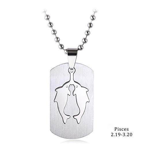 12 Sternzeichen Kette Wassermann Zeichen Laserdruck Dog Tag Kette Schlüsselbein Seil Anhänger Konstellation Horoskop Astrologie Geburtstag