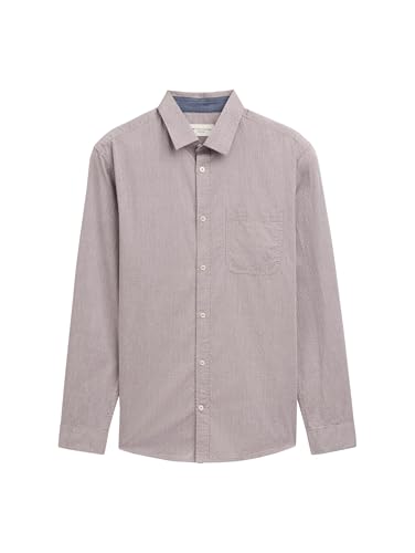 TOM TAILOR Camisa de Corte Regular para Hombre con Bolsillo en el Pecho, 36685 Gipsy Purple Chambray Dobby, M
