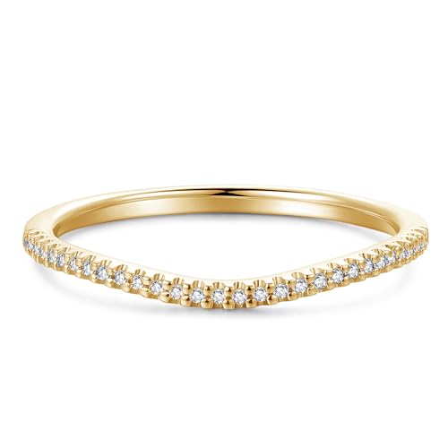 1.5mm Moissanite Wedding Bands for Women, Moissanite Rings for Women, V Shaped Wedding Band