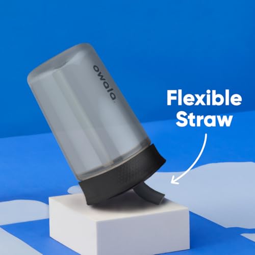 Image of Owala Kids BPA-Free Plastic Tumbler with Spill Resistant Flexible Straw, Easy to Clean, Kids Water Bottle, Great for Travel, Dishwasher Safe, 15 Oz, Black and Gray (Skate Park)