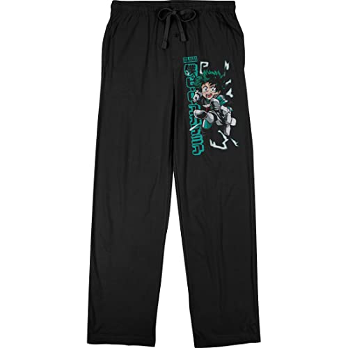 Bioworld My Hero Academia Character and Logo Men's Black Graphic Sleep Pajama Pants