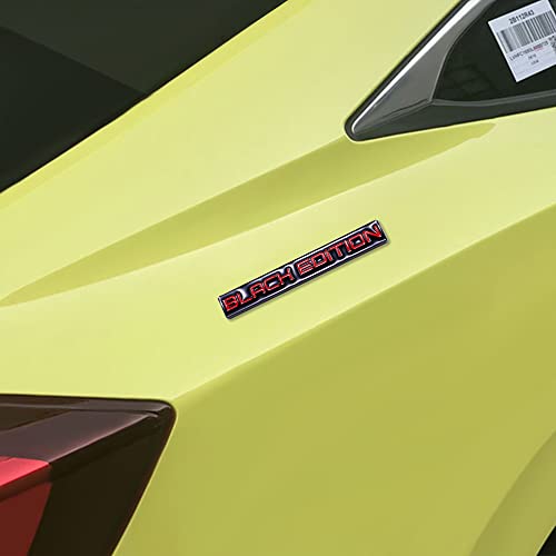 Image of 2Pcs Black Edition emblem Car trunk Motorcycle Motif rear badge decal sticker universal 3D Metal Badge Sticker for car Door Decoration (black)