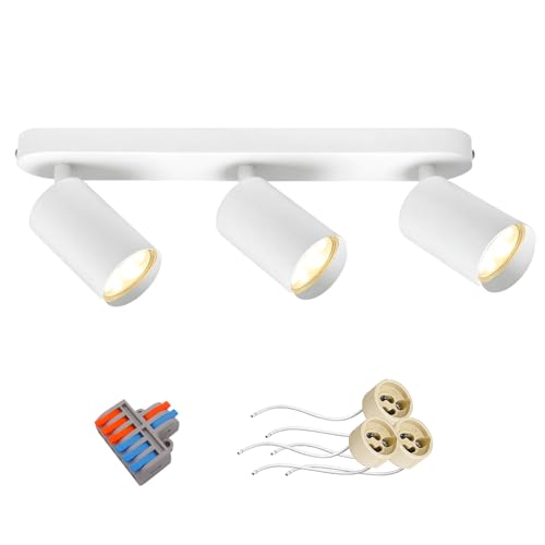 FEILEMAN Deckenstrahler 3 Flammig LED Deckenleuchte Schwenkbar 350 GU10 Fassungen aus Aluminium für Wohnzimmer Küche Flur Ohne Leuchtmittel