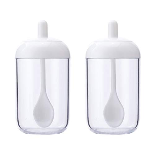 2pcs Kitchen Sugar Bowl Salt Pot Pepper Storage Jar Holder Condiment Containers Lids Seasoning