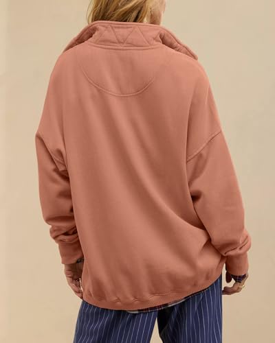 Image of Gacaky Sweatshirt for Women Oversized Casual Long Sleeve Button Henley Neck Pullover Tops Fashion Outfits Clothes