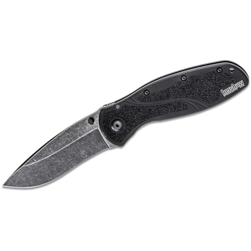 Image of Kershaw Blur Blackwash Folding Knife (1670BW); 3.4 BlackWash 14C28N Steel Blade; Black Anodized Aluminum Handle with Black Textured Trac-Tec Inserts, SpeedSafe Opening, Reversible Pocketclip; 3.9 OZ