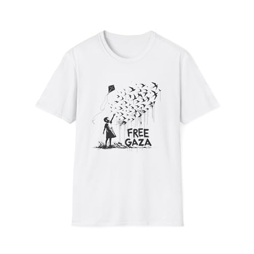 Peace Doves T-Shirt, Free Gaza Tshirt, Free Palestine T-Shirt, Activist Clothing, Banksy Style Graphic Top, Kite Flying Tee