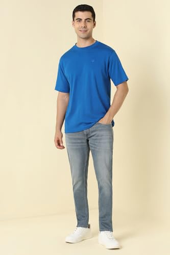 Image of Allen Solly Men's Cotton T-Shirt | Drop Shoulder | Back Print | Regular Fit | Casual Streetwear Style