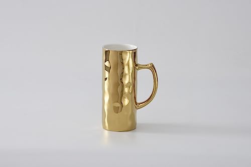 Pampa Bay Porcelain Beer Mug, 16 oz., Gold Finished Metallic Exterior, Oven and Dishwasher Safe
