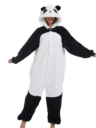 chuangminghangqi Pijama mameluco mono animal adulto unisex traje Onesie Sleepwear mono ropa de noche capucha mono loungewear cálido suave fiesta fiesta noche, Negro , L
