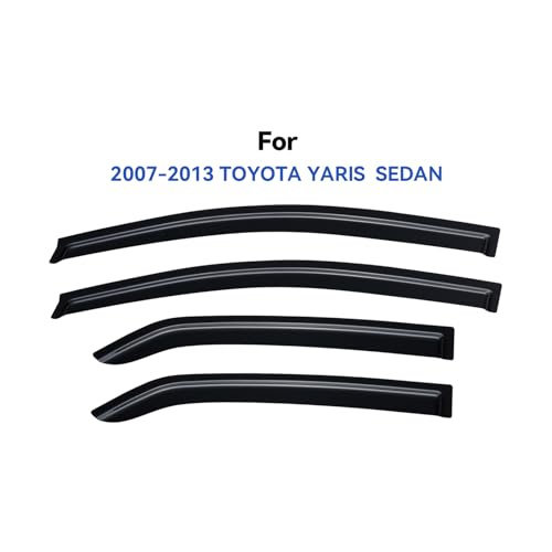 Image of Window Visors Rain Guards for 2007-2013 Toyota Yaris Sedan, Out-Channel Window Vent Wind Deflectors Visors Shades for 07-13 Toyota Yaris