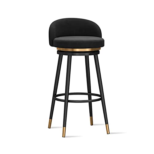 Taburetes de bar modernos de terciopelo, sillas giratorias de 360° con respaldo para isla de cocina y restaurante, elegante asiento de altura de barra de desayuno, 1 unidad