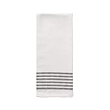 Sweet Water Decor Striped Tea Towel | 100% Cotton | Large Size 31.93 x 18 inches | Cream with Black Decorative Stripes | Bathroom, Kitchen, Dish, or Baby Towel (Six Stipes)