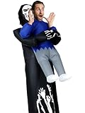 Leumoi Grim Reaper Inflatable Costume for Adult Halloween Funny Blow Grim Reaper Pick Me Up Ride On Costume Illusion Fancy Death Dress Outfit for Men Women Halloween Cosplay Party Supplies