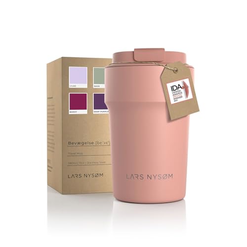LARS NYSØM Taza térmica café para llevar | Termo Café para llevar de 0,38 litros con aislante | Travel mug de acero inoxidable a prueba de fugas para el café y el té (Blush Rose, 380ml)