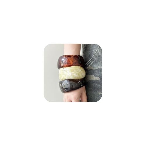 3Pcs Resin Chunky Bangle Bracelets for Women, Beach Colorful Irregular Acrylic Bracelet, Wide Stackable Bangles Vacation Bracelet
