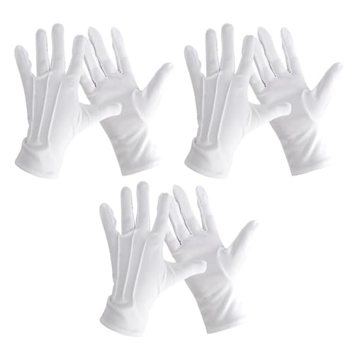 3 pares de guantes blancos a prueba de tiradores, guantes de