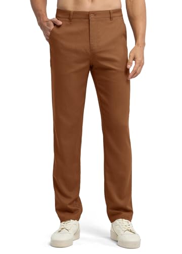 Image of Willit Men's Linen Pants Casual Linen Dress Pants Beach Summer Lightweight Trousers 28 inch 30 inch 32 inch