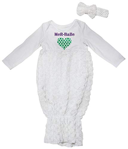 Body blanc long sirène florale blanche robe bébé anti-irritation