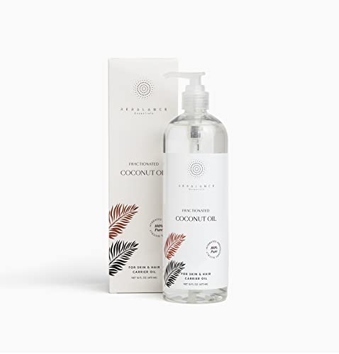 Rebalance Essentials 100% Fractionated Coconut Oil 16 Fl Oz – Protective, Hydrating, Odorless Liquid – Skin & Hair Essential Oil Carrier – Heal Dry Cracked Skin – Natural Conditioner & Makeup Remover