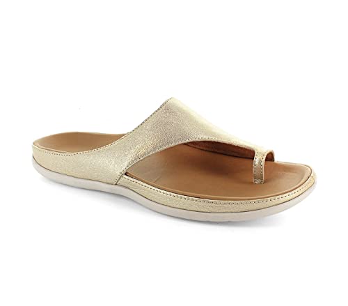 Strive Capri II - Damen Komfort-Sandale mit Fußgewölbeunterstützung, metallic-goldfarben, 43 EU
